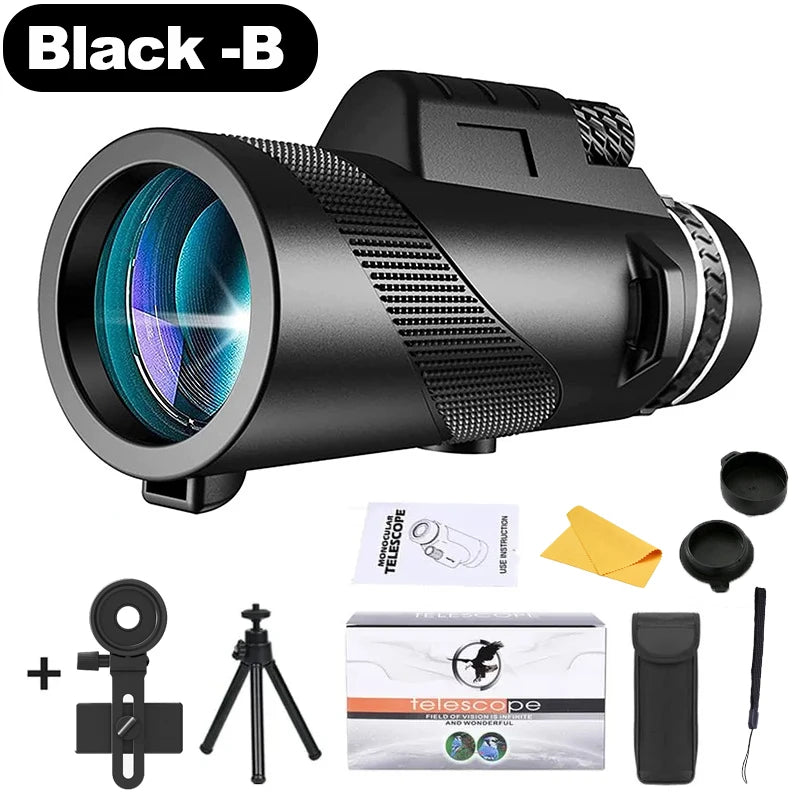 Portable HD Telescope 80x100 Zoom Compact Folding Telescope