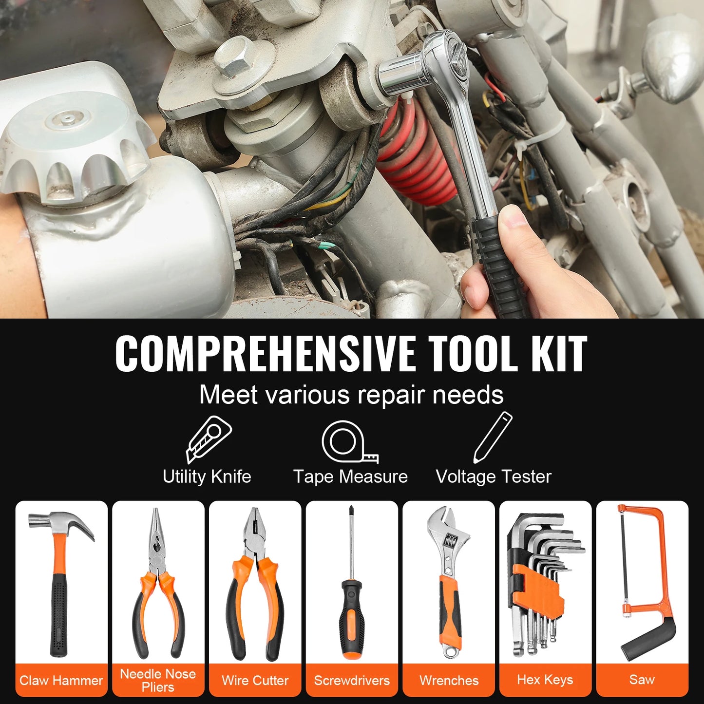 Tool Kit with Portable Tool Storage Case Home Maintenance DIY Projects and Automotive Repair