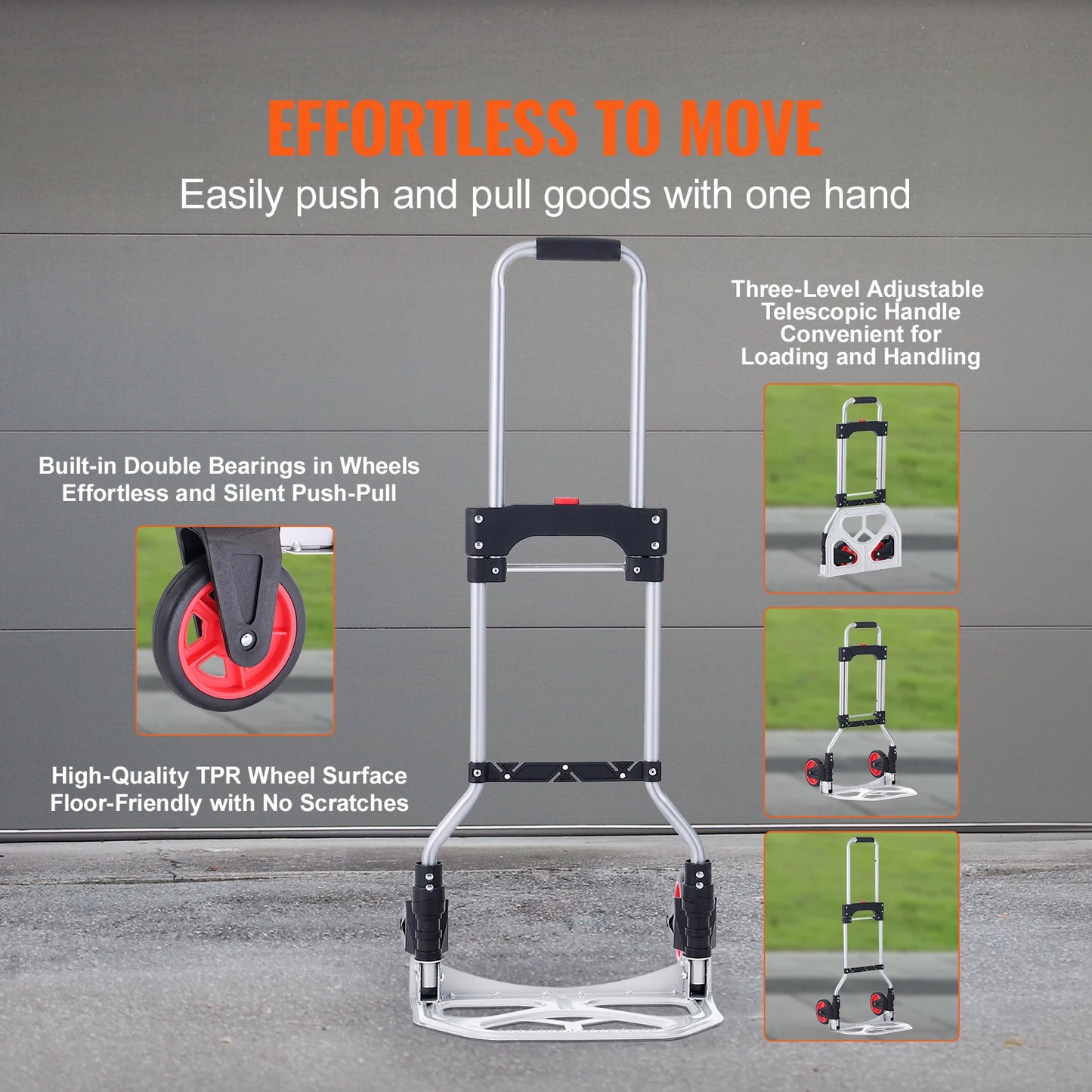 Folding Hand Truck Dolly Aluminum Stair Climbing Cart with Telescoping Handle Luggage