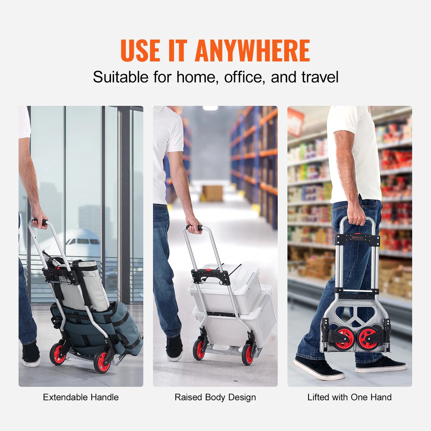 Folding Hand Truck Dolly Aluminum Stair Climbing Cart with Telescoping Handle Luggage