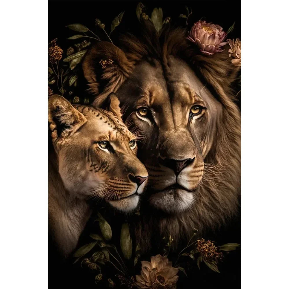 Wildlife Canvas Poster lion, tiger, elephant