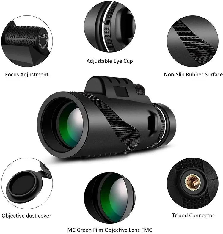 Portable HD Telescope 80x100 Zoom Compact Folding Telescope