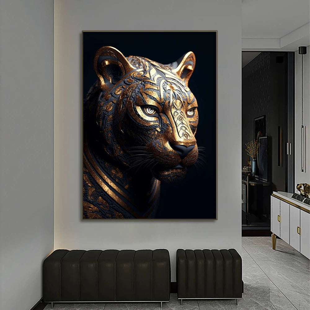 Black Gold animal Canvas Wall Art
