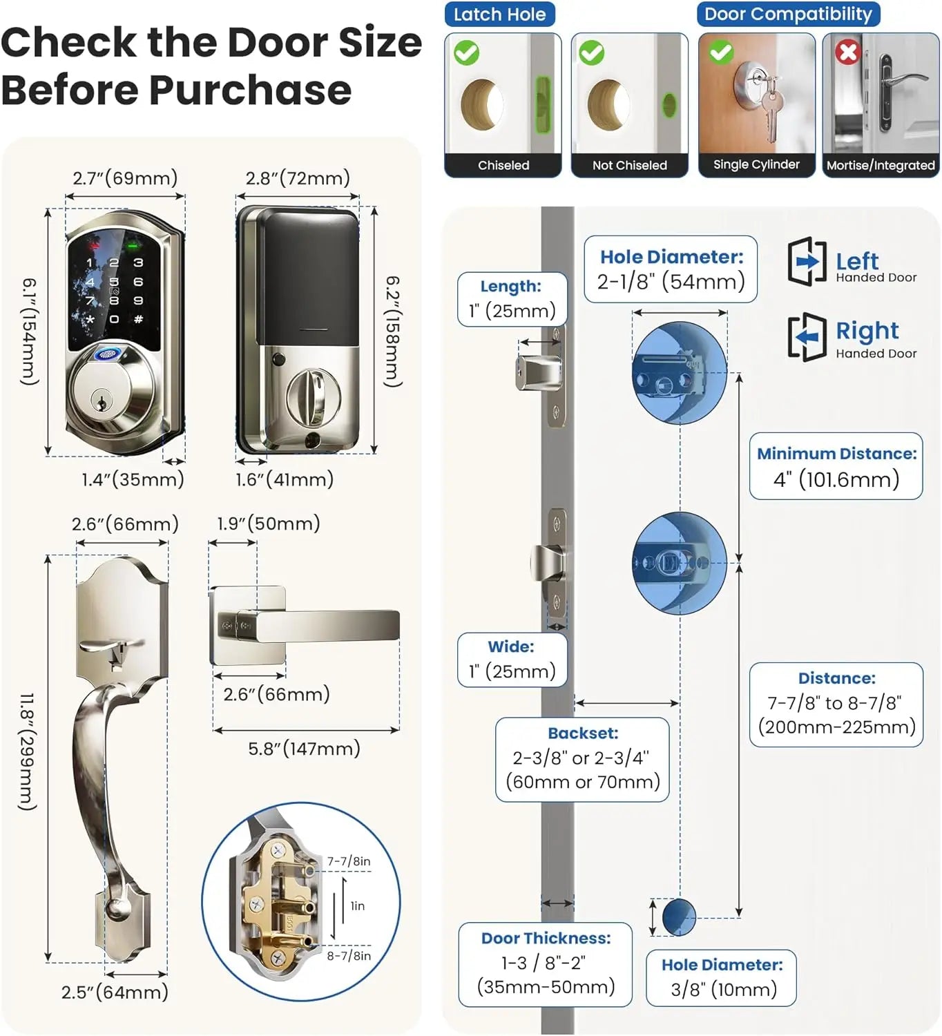 Fingerprint Smart Door Lock 7-in-1 Keyless Entry