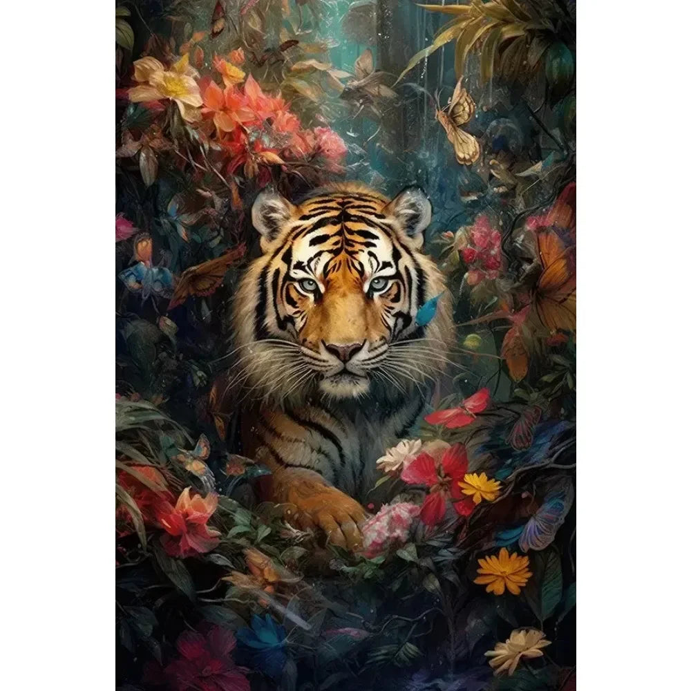 Wildlife Canvas Poster lion, tiger, elephant