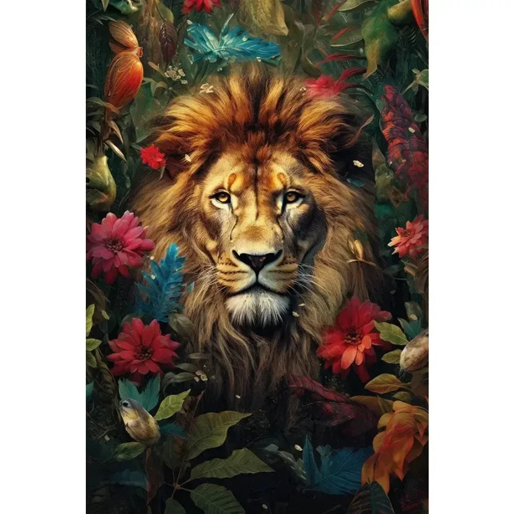Wildlife Canvas Poster lion, tiger, elephant