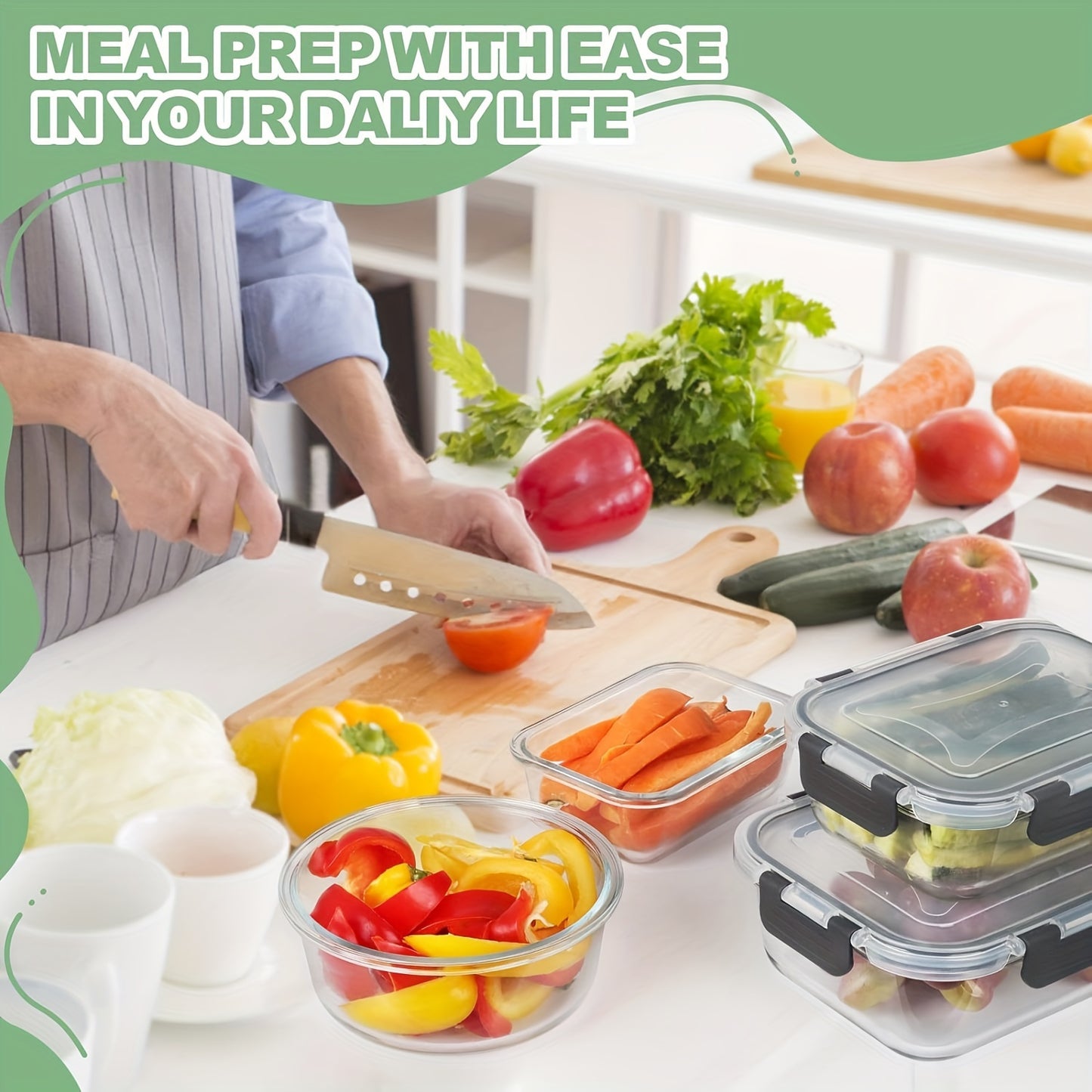 12-Piece Glass Food Storage Containers with Airtight Lids - Meal Prep Set