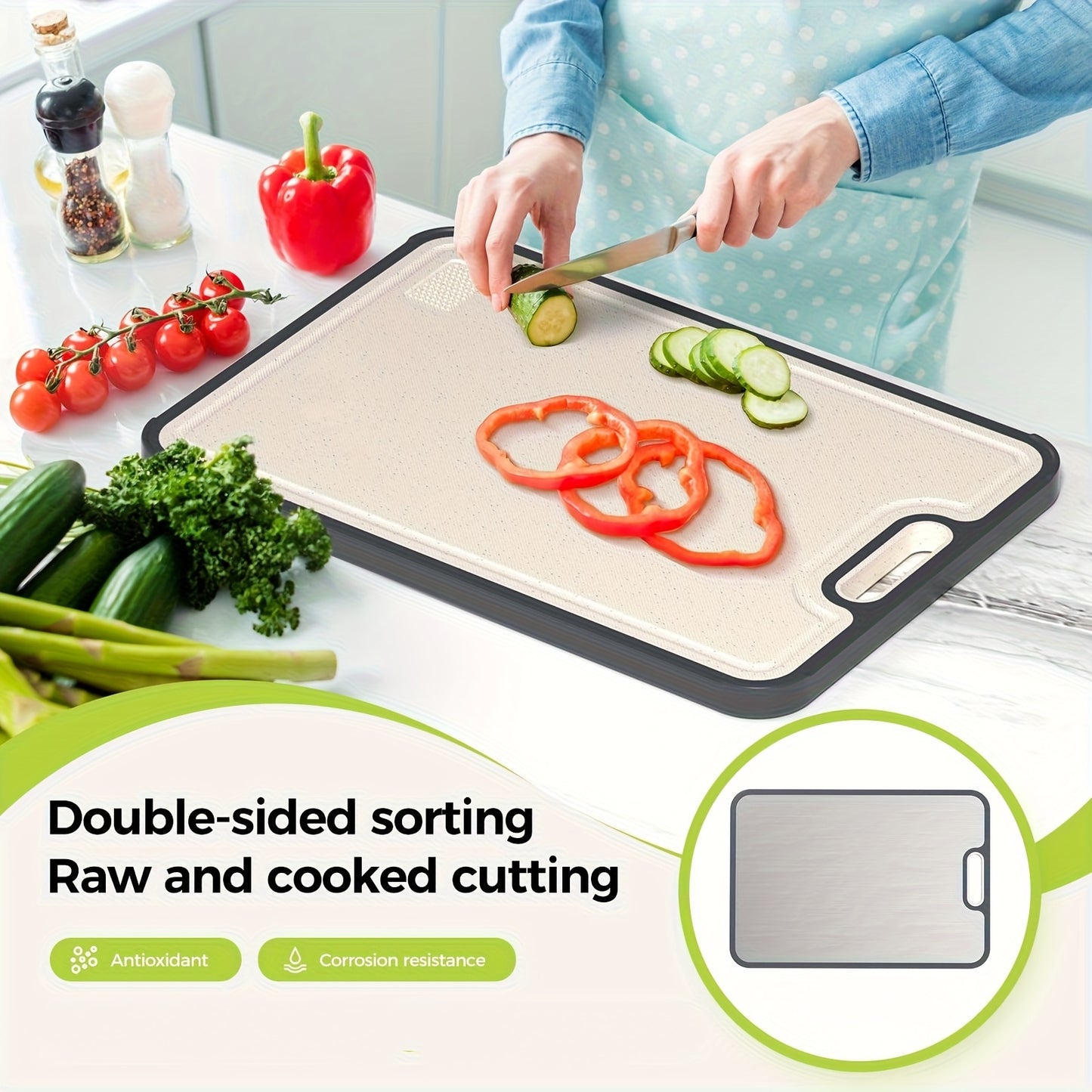 Titanium Cutting Board 16×11 Inch - Double Sided Food Grade Kitchen Board
