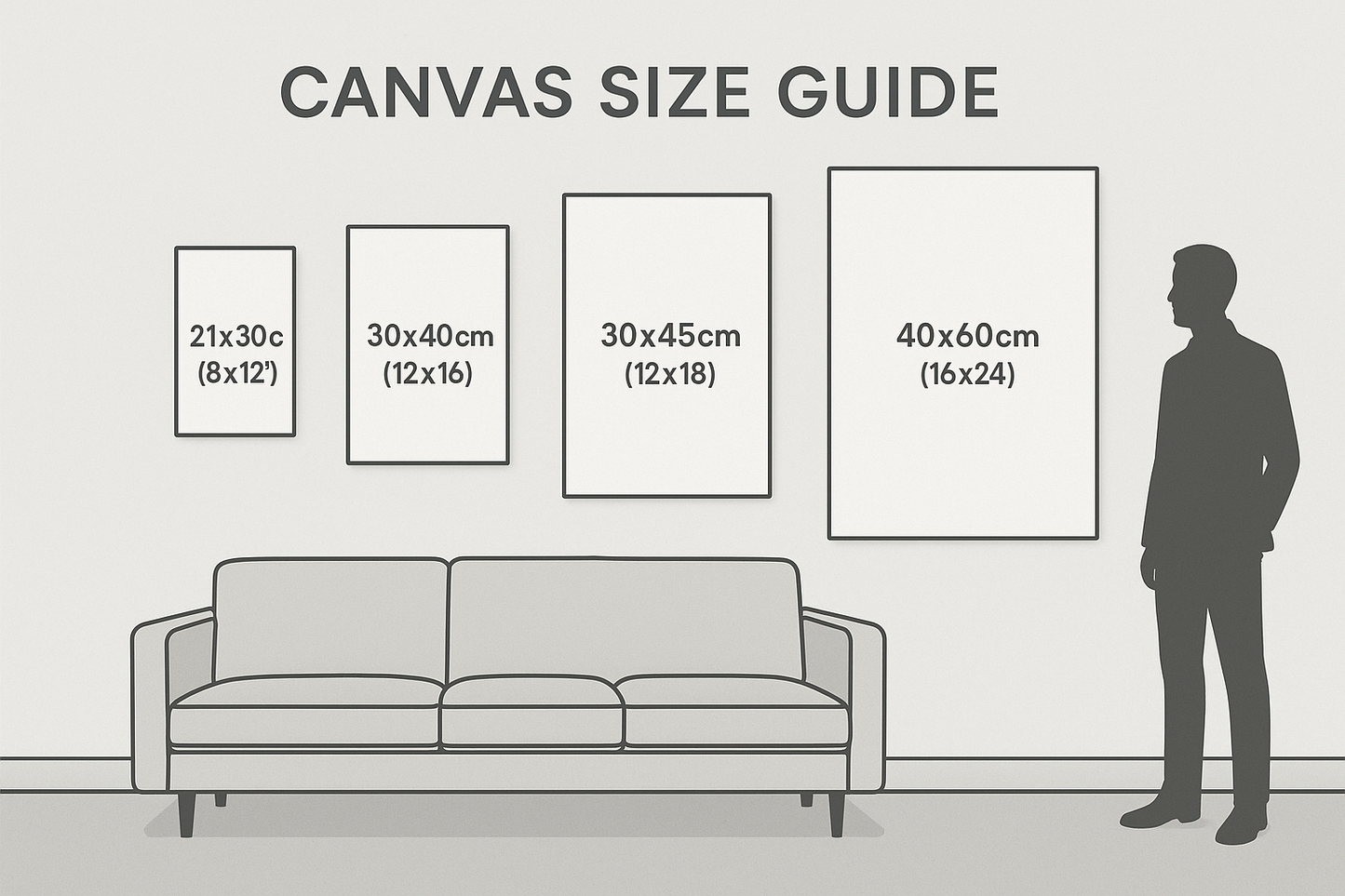 Canvas Size Guide for Black Gold Animal Art