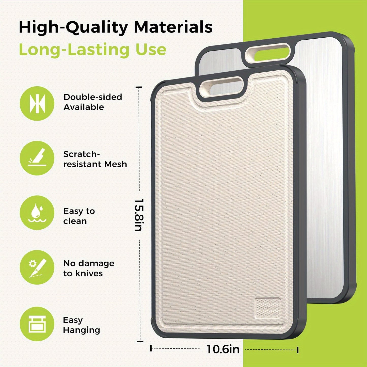 Titanium Cutting Board 16×11 Inch - Double Sided Food Grade Kitchen Board