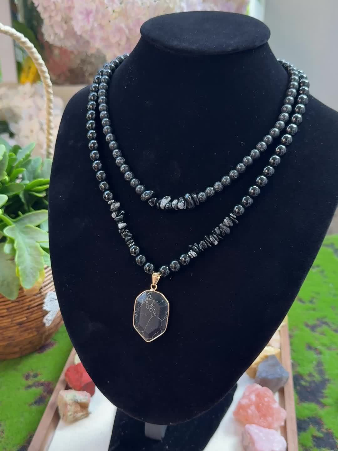 Guardian Necklace Set - Obsidian & Black Onyx Protection Jewelry