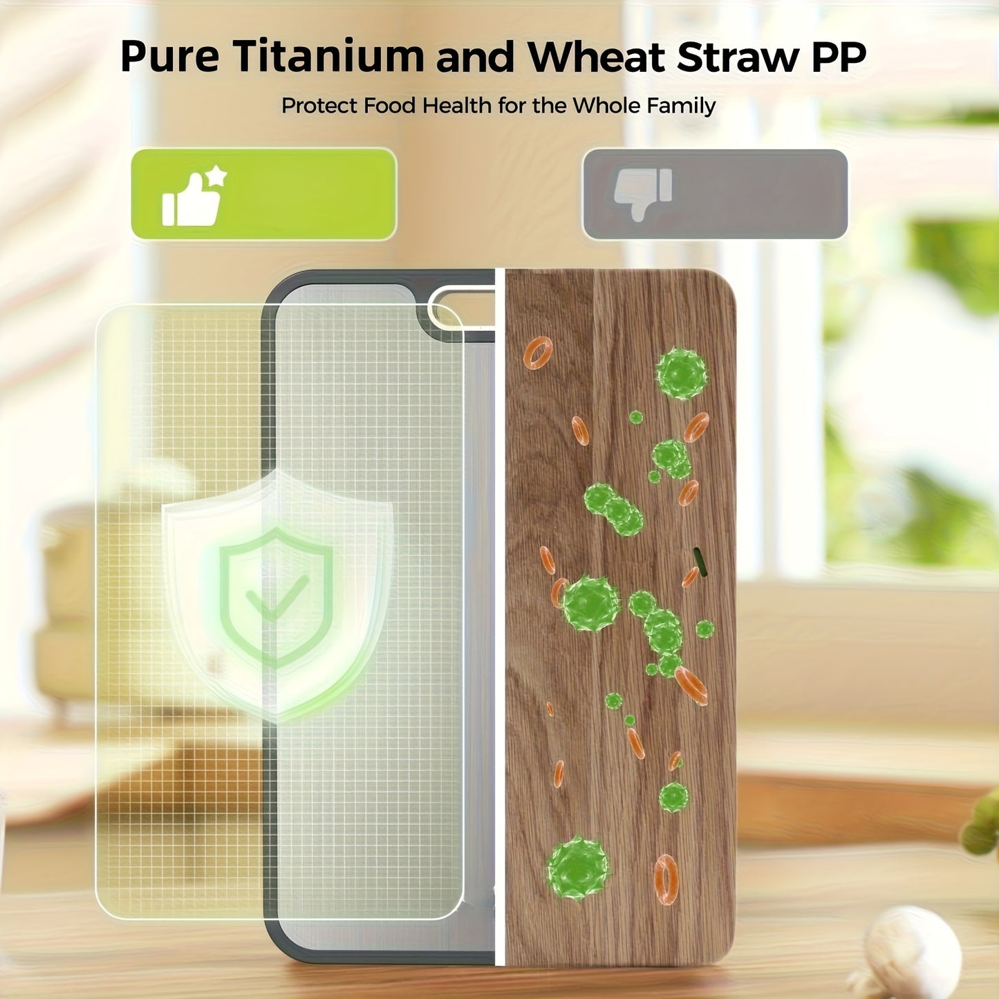 Titanium Cutting Board 16×11 Inch - Double Sided Food Grade Kitchen Board