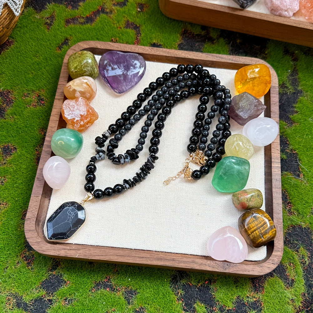 Guardian Necklace Set - Obsidian & Black Onyx Protection Jewelry