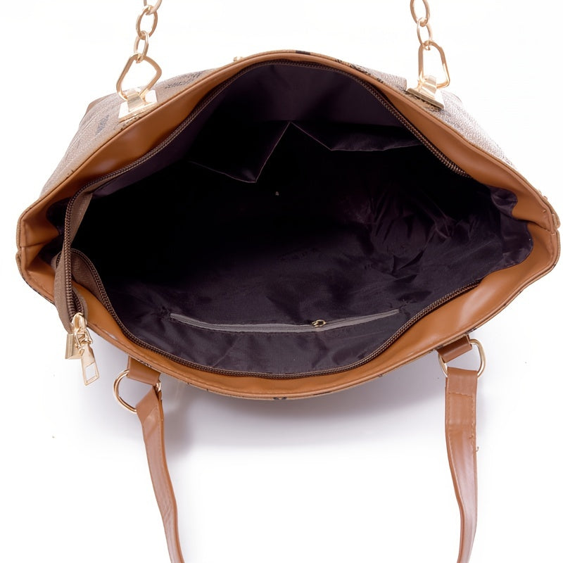 6-Piece Women's Bag Set - Retro Letter Print Handbag Collection