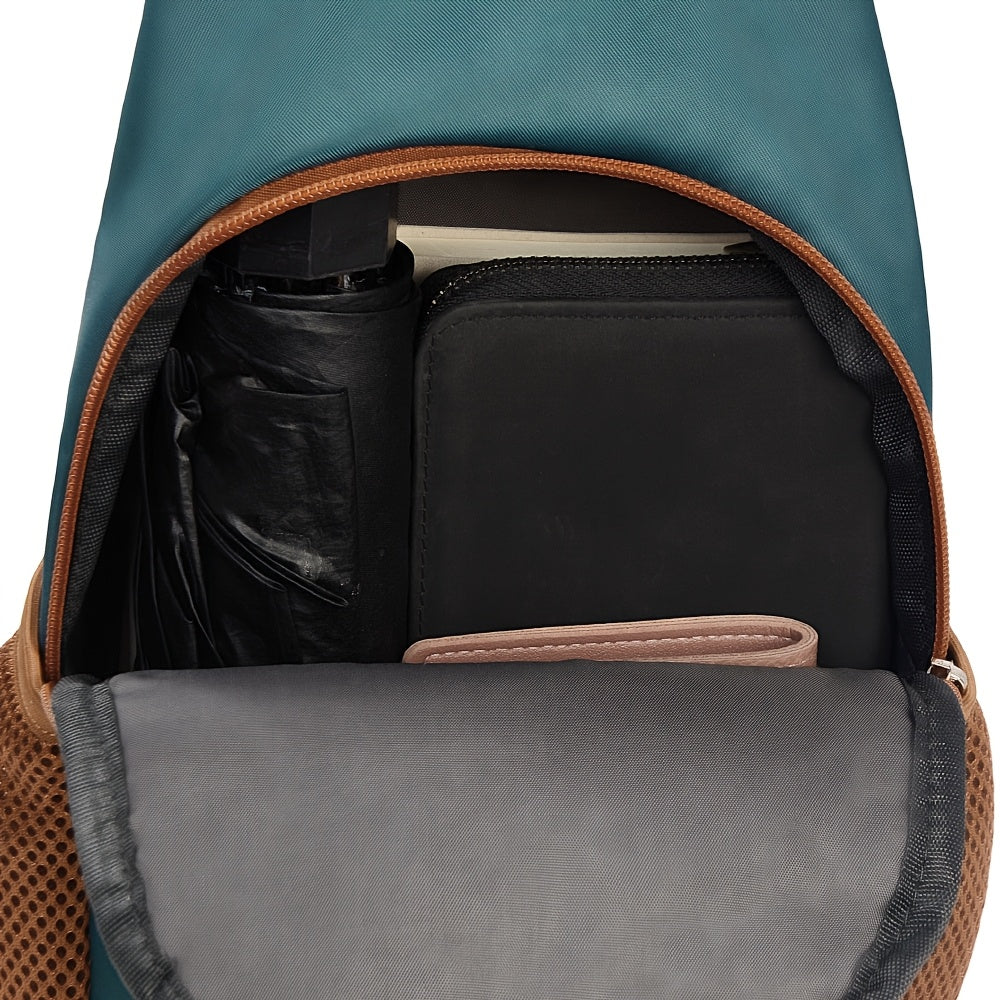 Nylon Crossbody Bag - Adjustable Strap with Zipper Closure