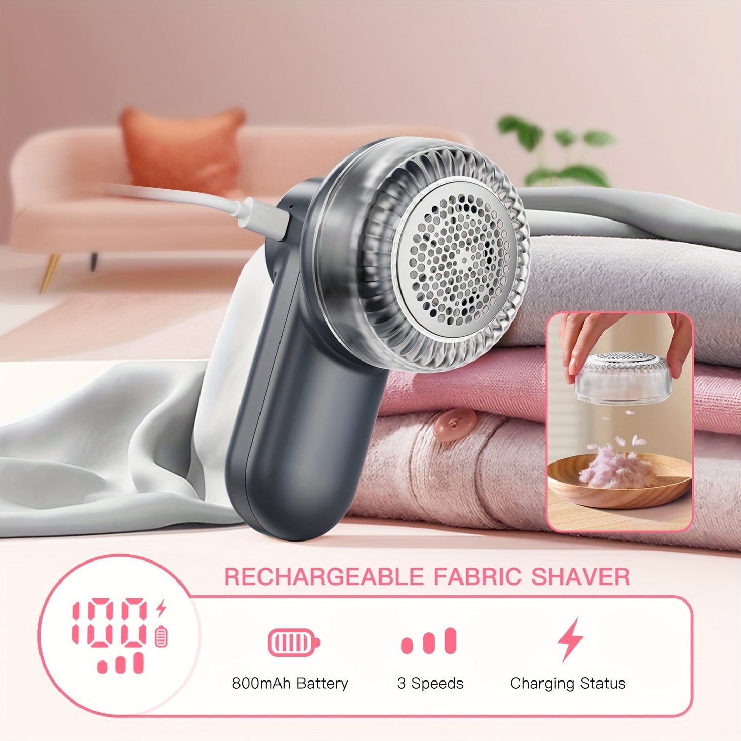 Rechargeable Fabric Shaver - Electric Lint Remover for Clothes & Furniture