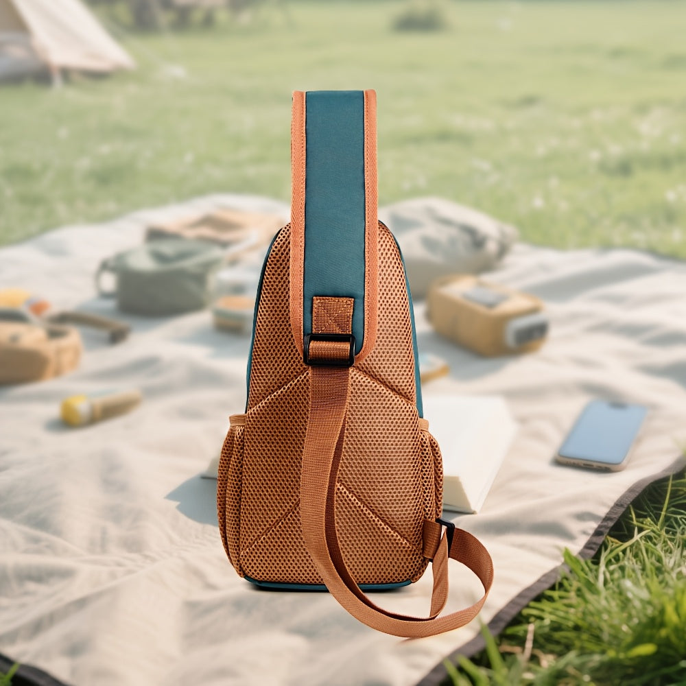 Nylon Crossbody Bag - Adjustable Strap with Zipper Closure