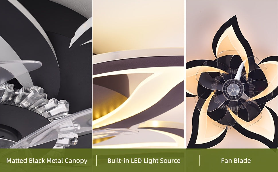 27" Low Profile Ceiling Fan with Light | 6 Speeds, 3 Color Dimmable Remote & App