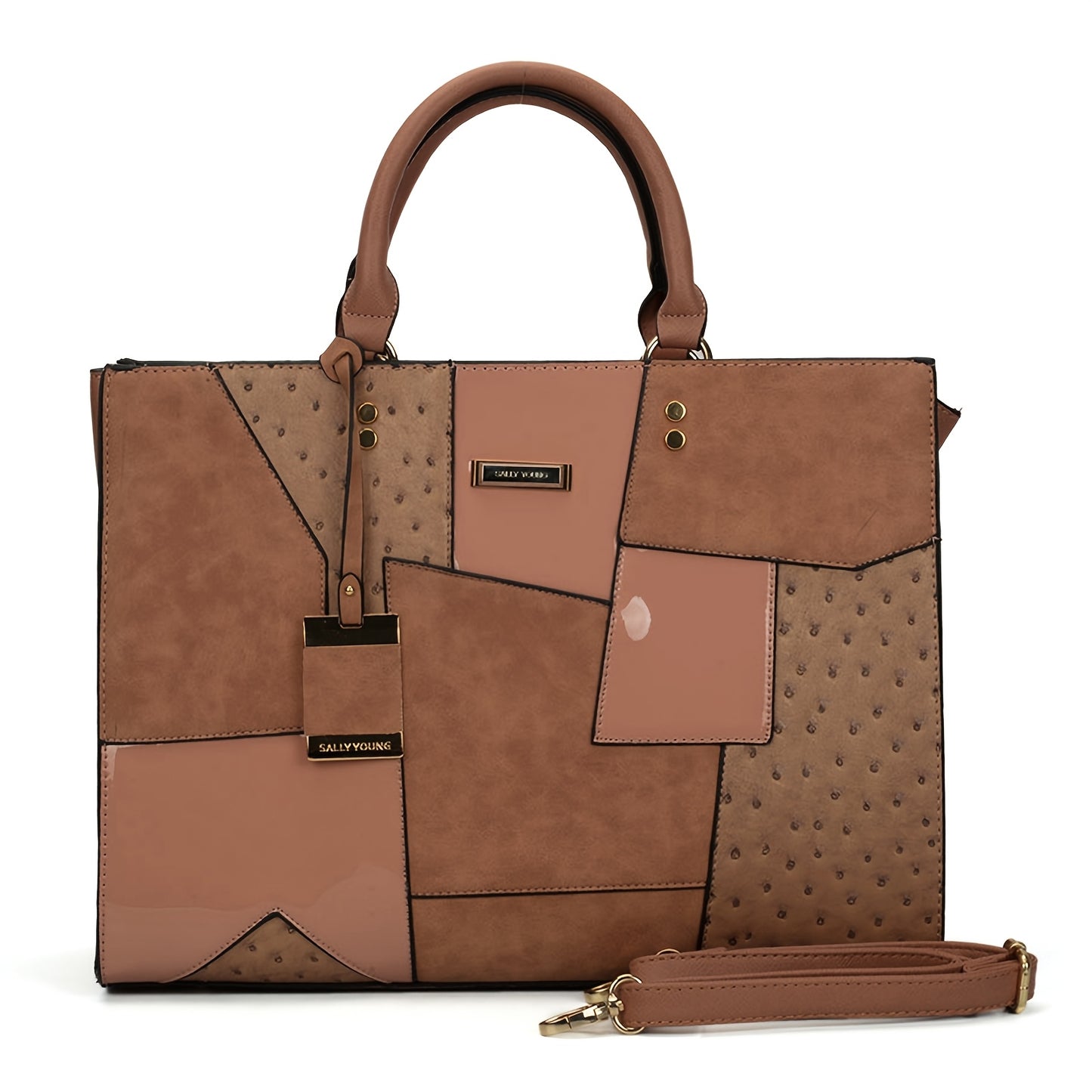 Large Capacity Color Block Handbag