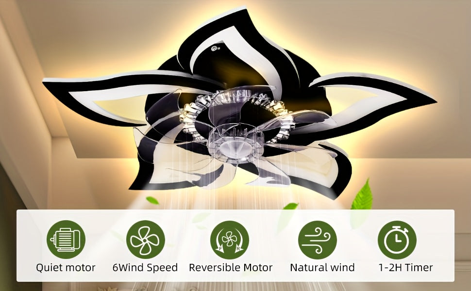 27" Low Profile Ceiling Fan with Light | 6 Speeds, 3 Color Dimmable Remote & App