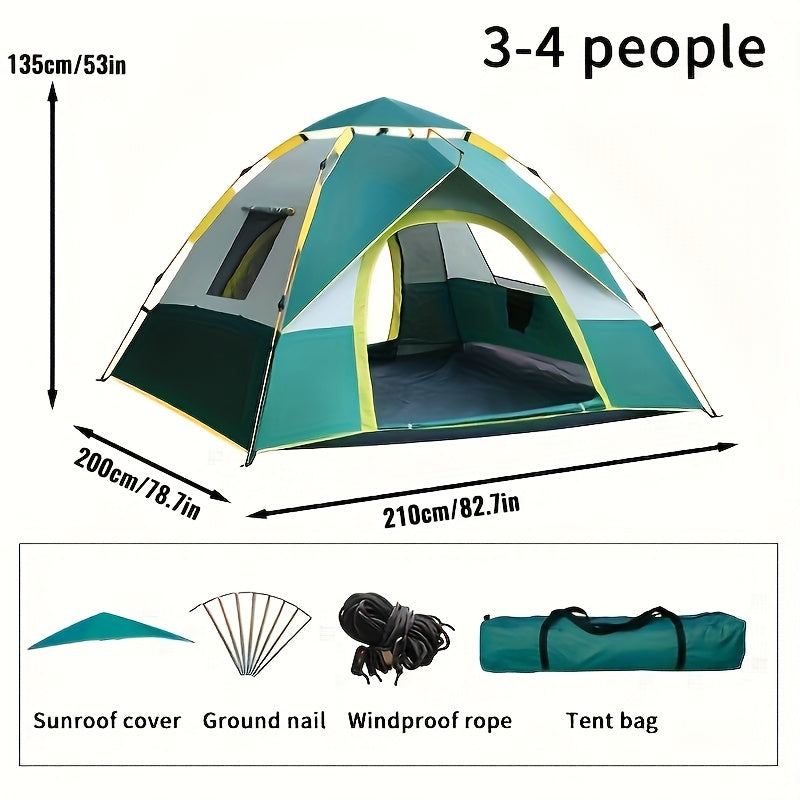 4-Person Automatic Camping Tent - Instant Setup All-Season Waterproof Tent