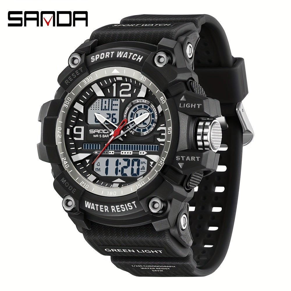 Multi-Functional Waterproof Electronic Watch with Large Dial