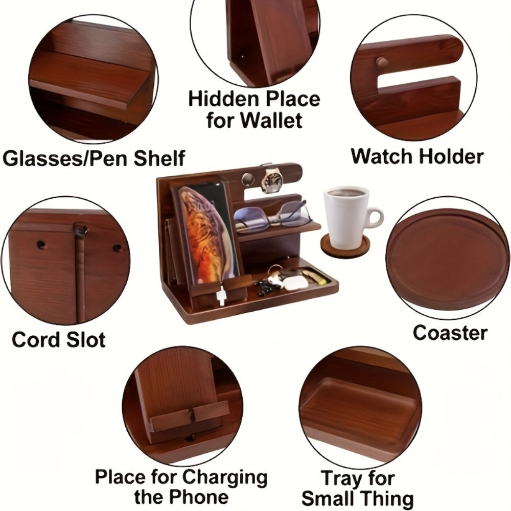 Wood Phone Stand & Organizer
