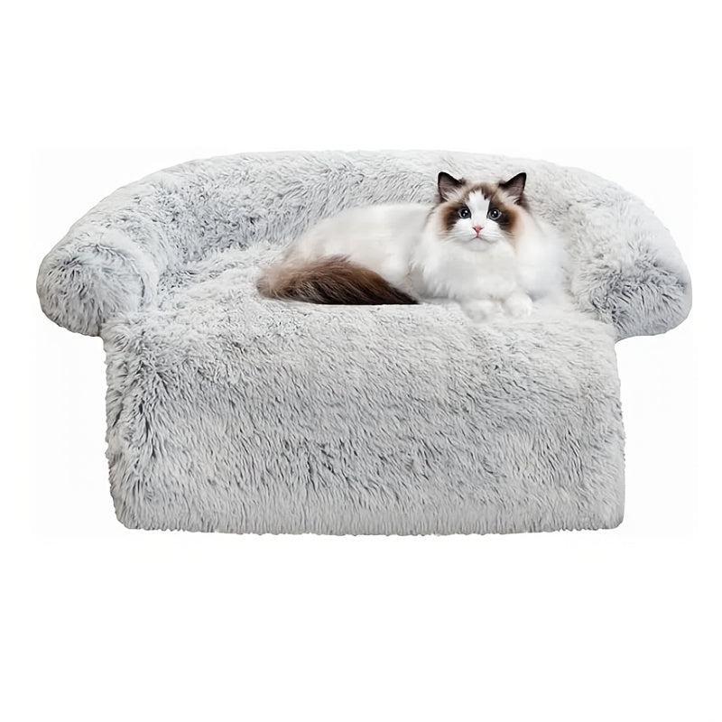 Fluffy Plush Dog Bed - Sofa Cushion with Washable Removable Cover