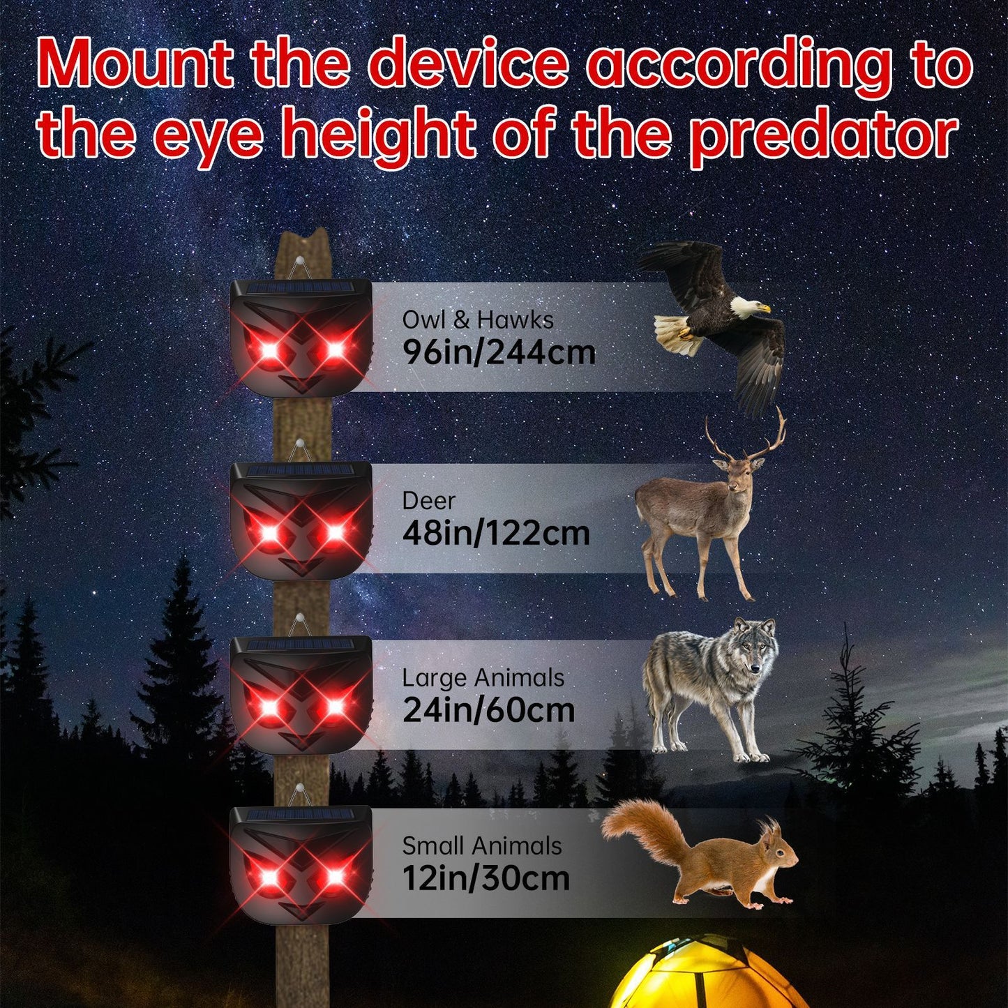 4-Pack Solar Animal Repeller - Predator Lights for Chicken Coop Protection