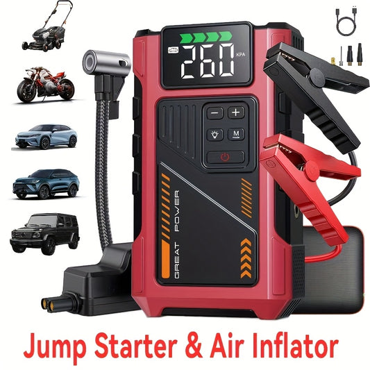 Portable Car Jump Starter with Air Compressor - 150 PSI Tire Inflator