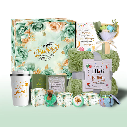 Luxury Spa Gift Basket for Women - Green Themed Self-Care Package