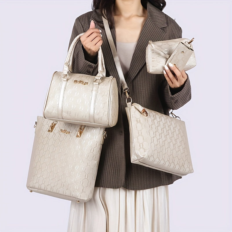 5-Piece Handbag Set - Tote Satchel Crossbody Shoulder & Wallet