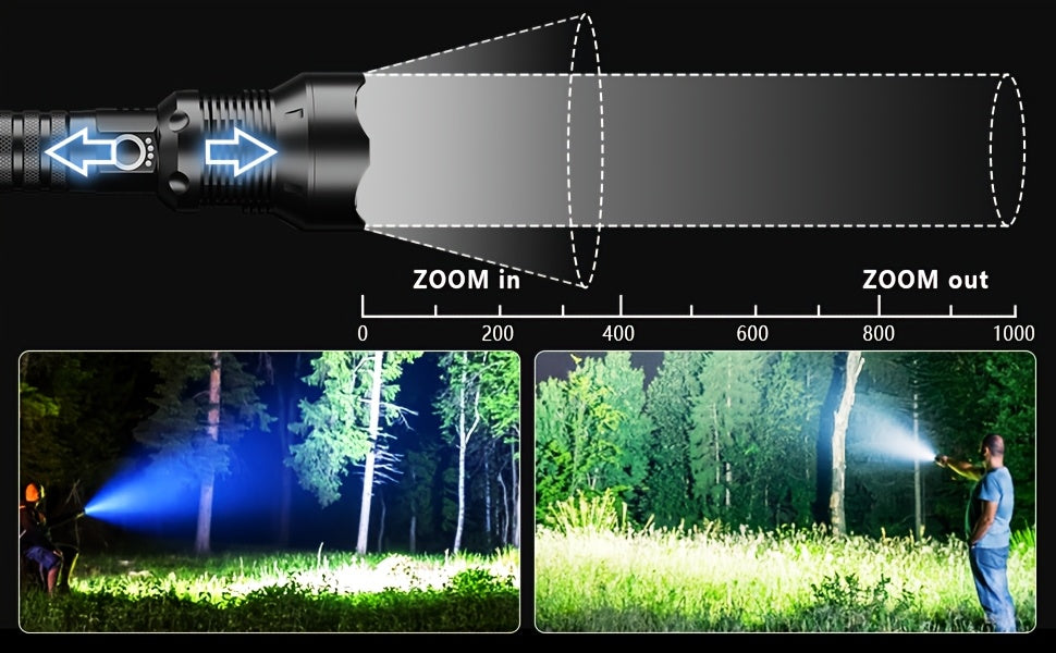 Rechargeable LED Flashlight - 5 Modes Powerful Handheld Tactical Light