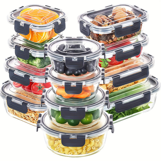 12-Piece Glass Food Storage Containers with Airtight Lids - Meal Prep Set