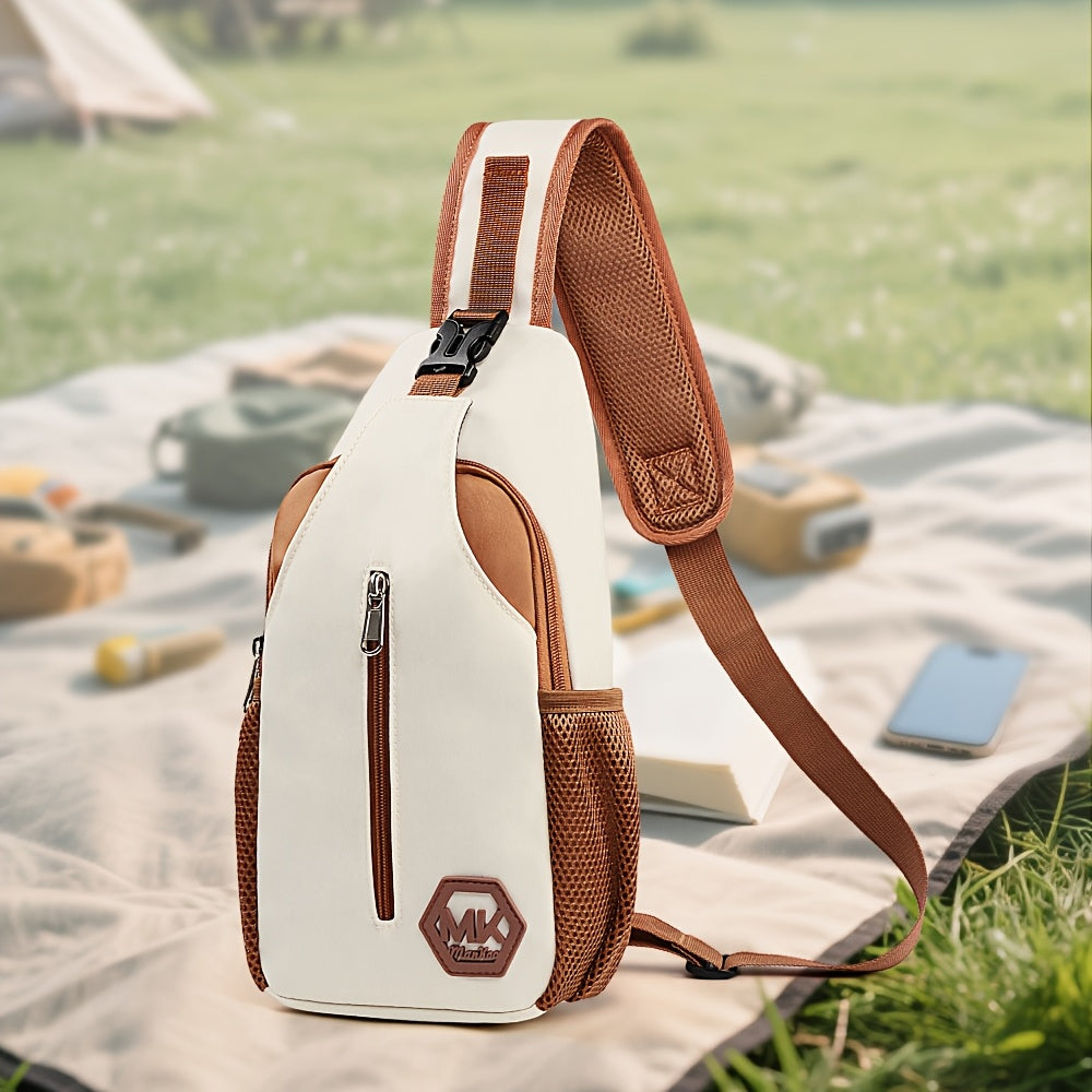 Nylon Crossbody Bag - Adjustable Strap with Zipper Closure