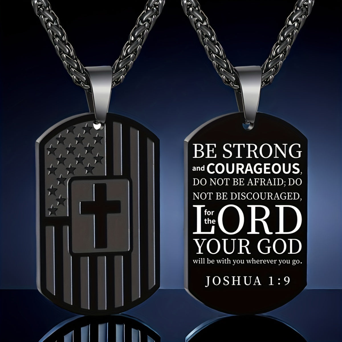 Stainless Steel Cross Necklace Bible Verse Pendant