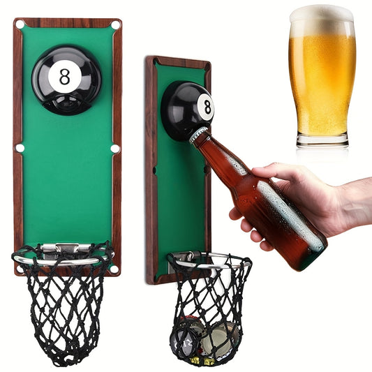 Magnetic Billiard Bottle Opener with Cap Collector
