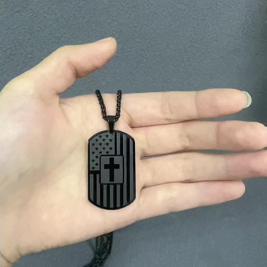 Stainless Steel Cross Necklace Bible Verse Pendant