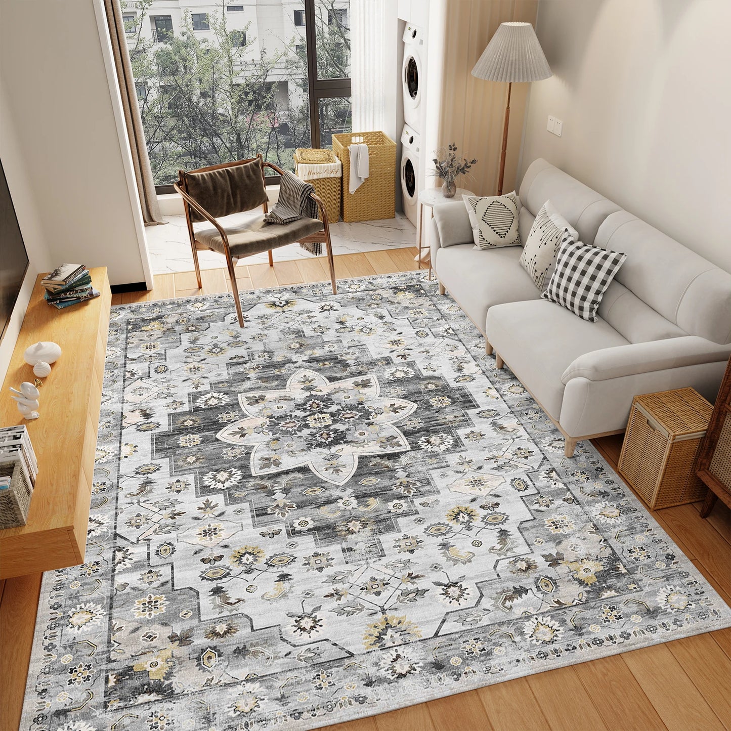 Throw Rug, with Non-Slip Backing, for Living Room Bedroom Kitchen Laundry Home Office,