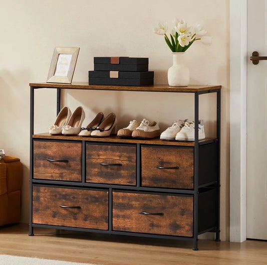 Dresser With 5 Fabric Drawers