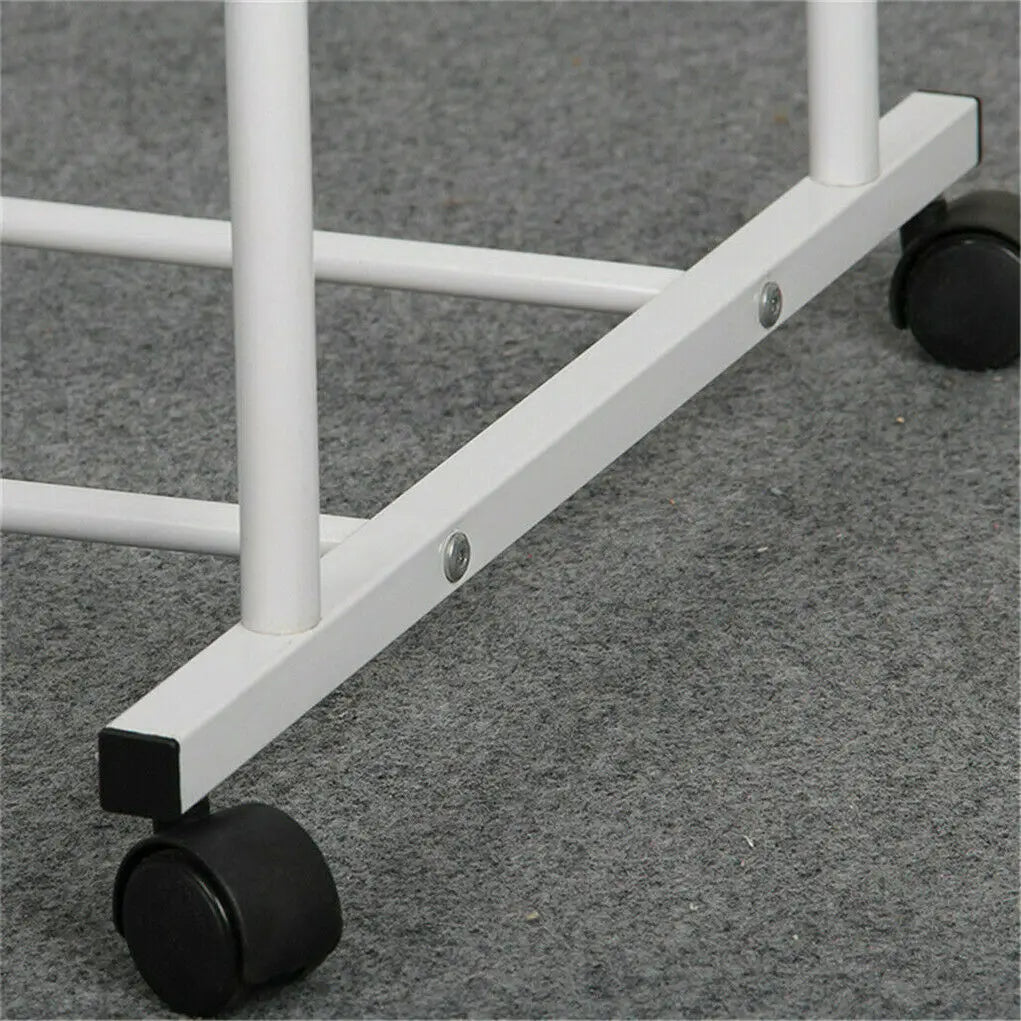 Rolling Cloths Rack Double Rail with Shoe Rack Shelf