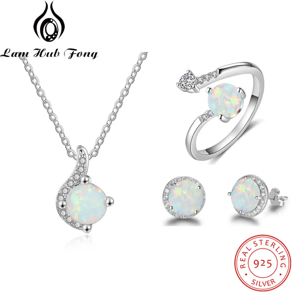 Sterling Silver White Opal Jewelry Sets