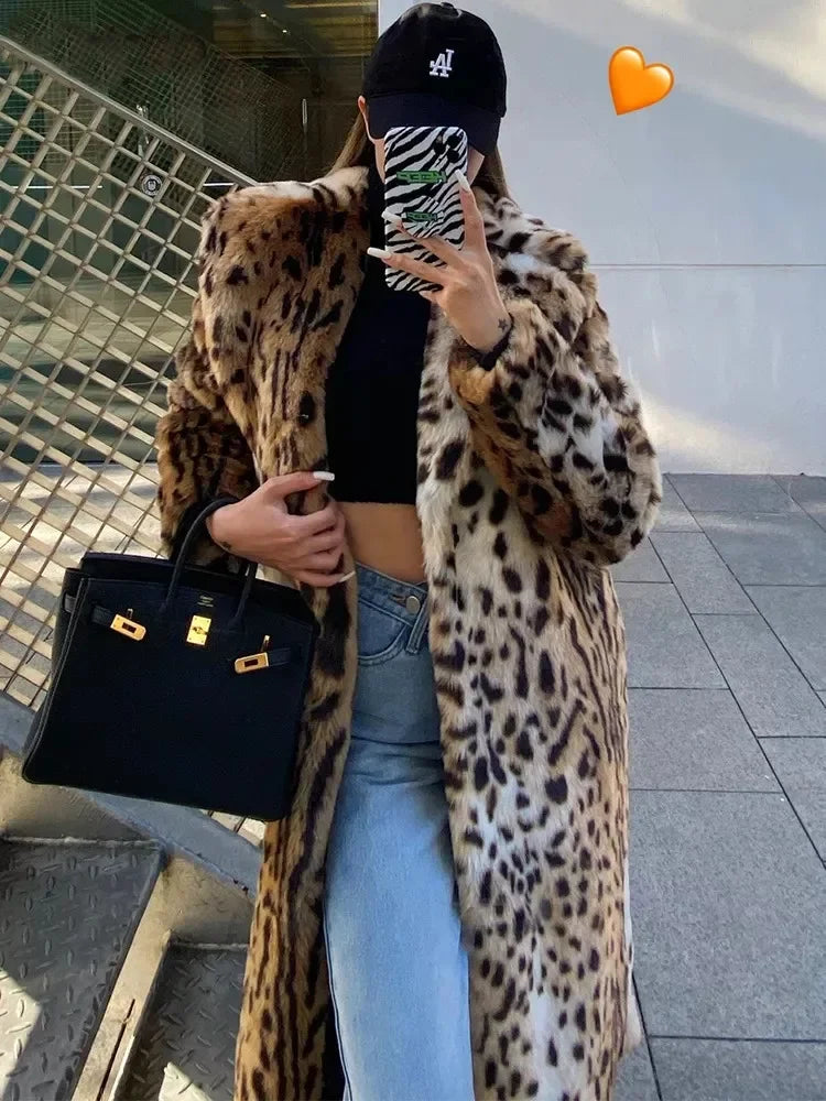 Leopard Fluffy Faux Fur Coat