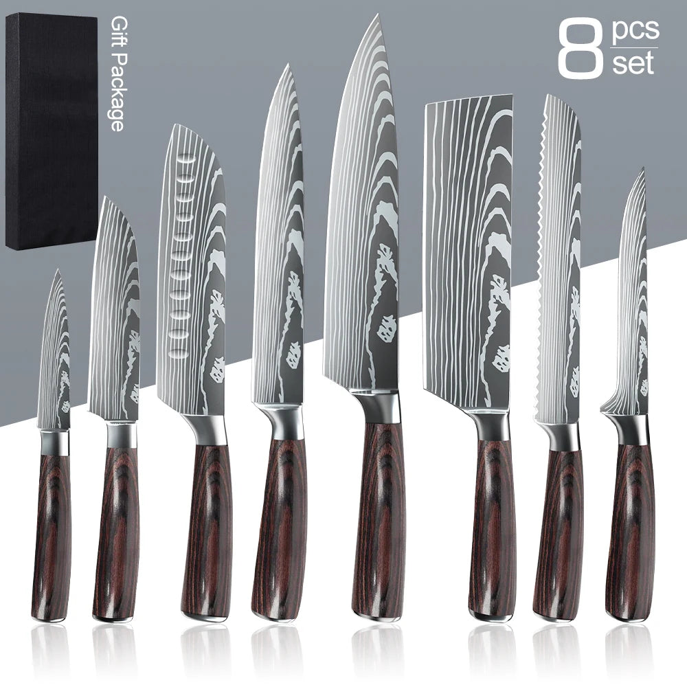 Chef knife Set Professional Laser Damascus Pattern Stainless Steel