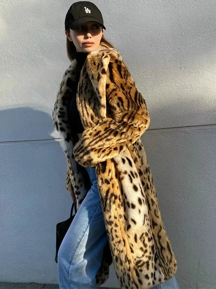 Leopard Fluffy Faux Fur Coat