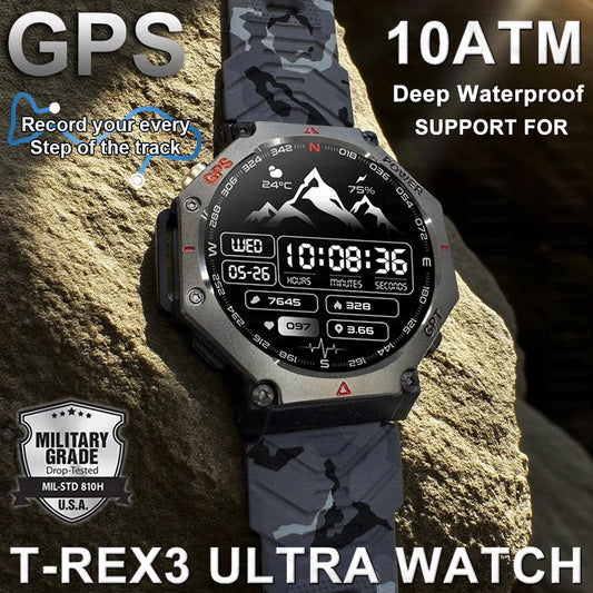 Military-Grade GPS Smart Watch Waterproof IP69K with Compass, Altimeter & Bluetooth Calling