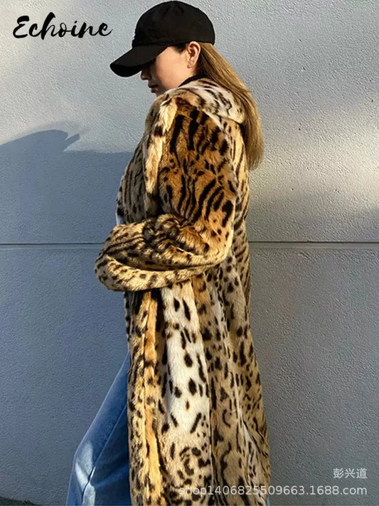 Leopard Fluffy Faux Fur Coat