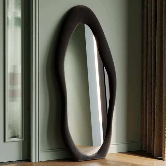 Artistic Wavy Edge Full Body Mirror – Leaning or Wall Mounted, 63x24 Inch