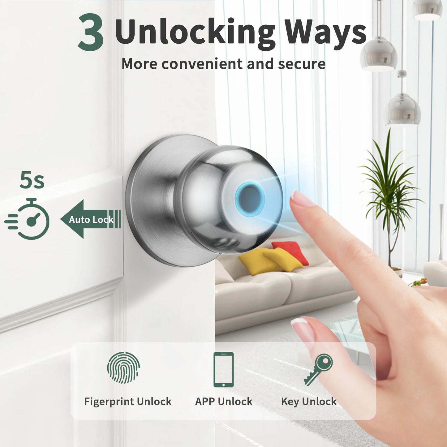 Fingerprint Door Lock Smart Lock Biometric Doorknob