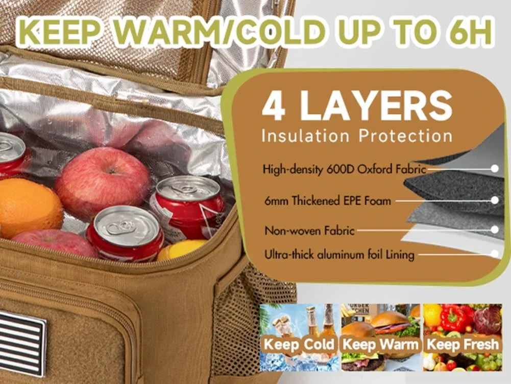 Tactical Lunch Box, Leakproof Insulated Durable Thermal Cooler Bag